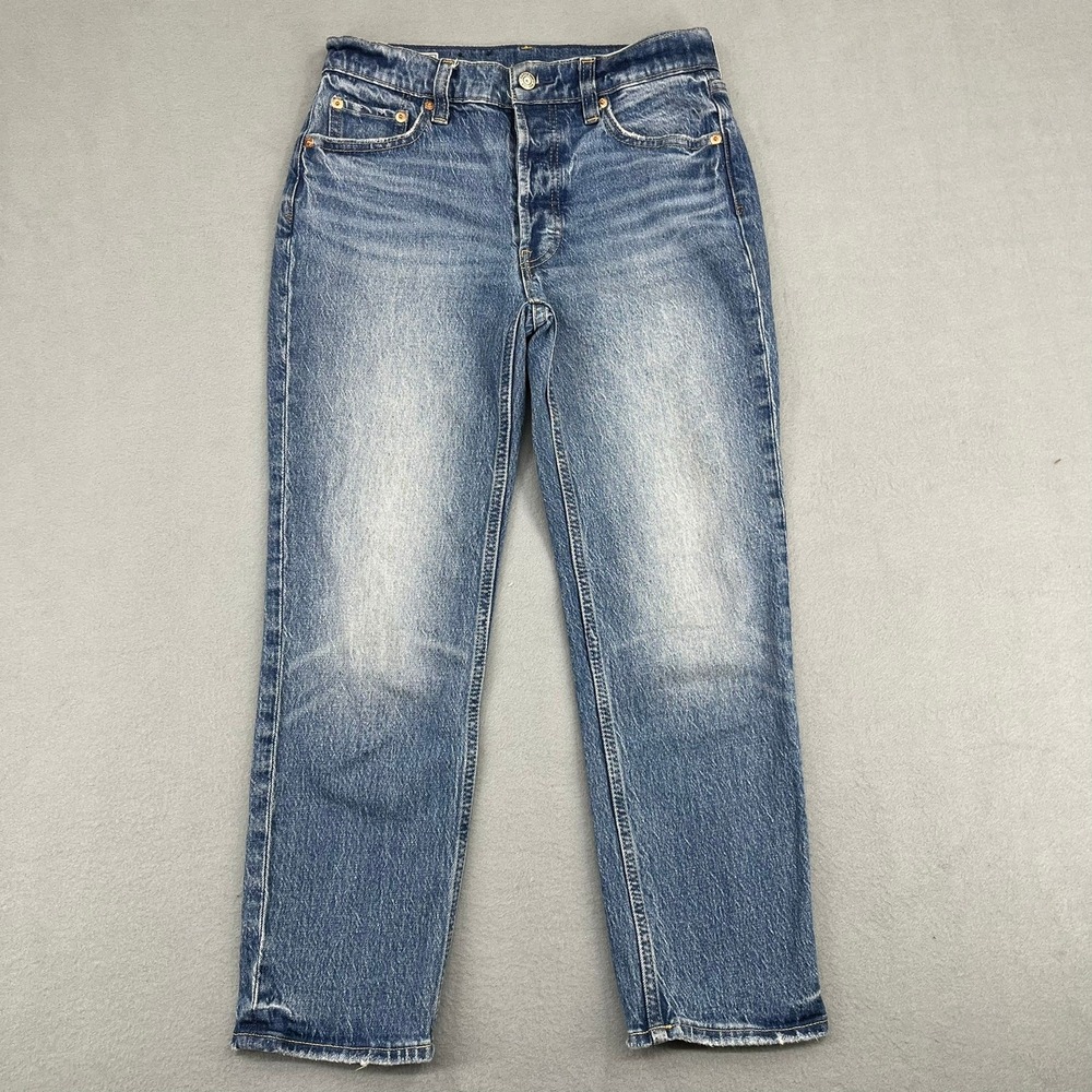 Gap Cheeky Straight High Rise Jeans Womens 26 2P Blue Denim Button Fly